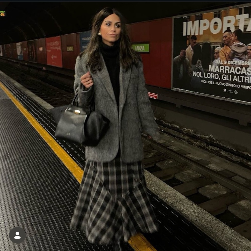 Plaid Check Ruffle Asymmetrical Midi Knee-Length High-Waist Modest Fringe Skirt - Picture 4 of 16